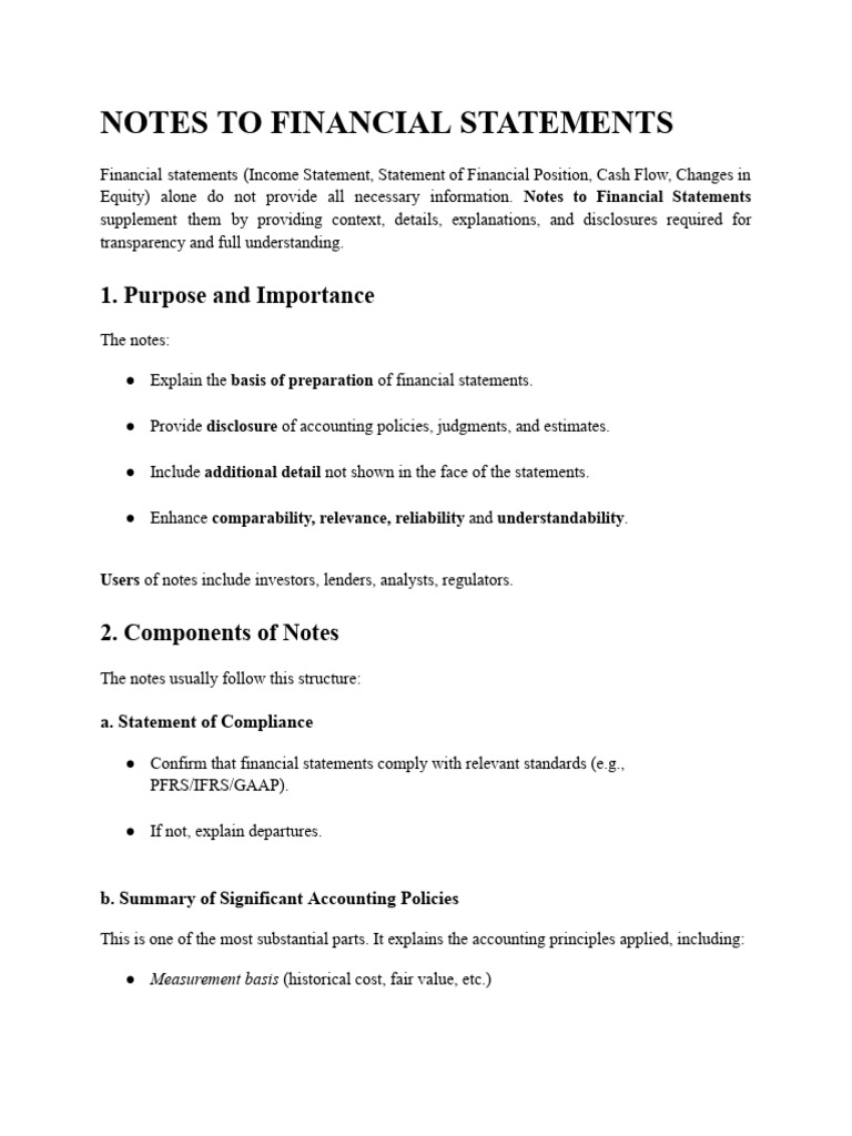 Notes To Financial Statements | PDF | Fair Value | Financial Accounting
