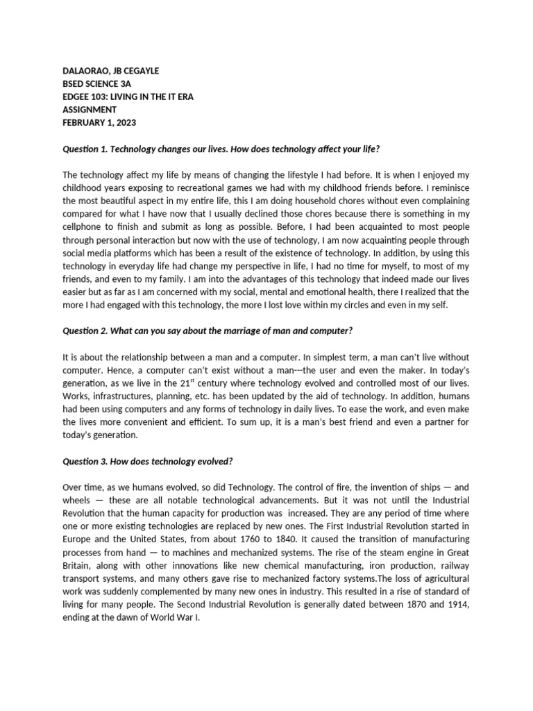 Dalaorao Edgee 103 Assignment | PDF | Engines | Computing