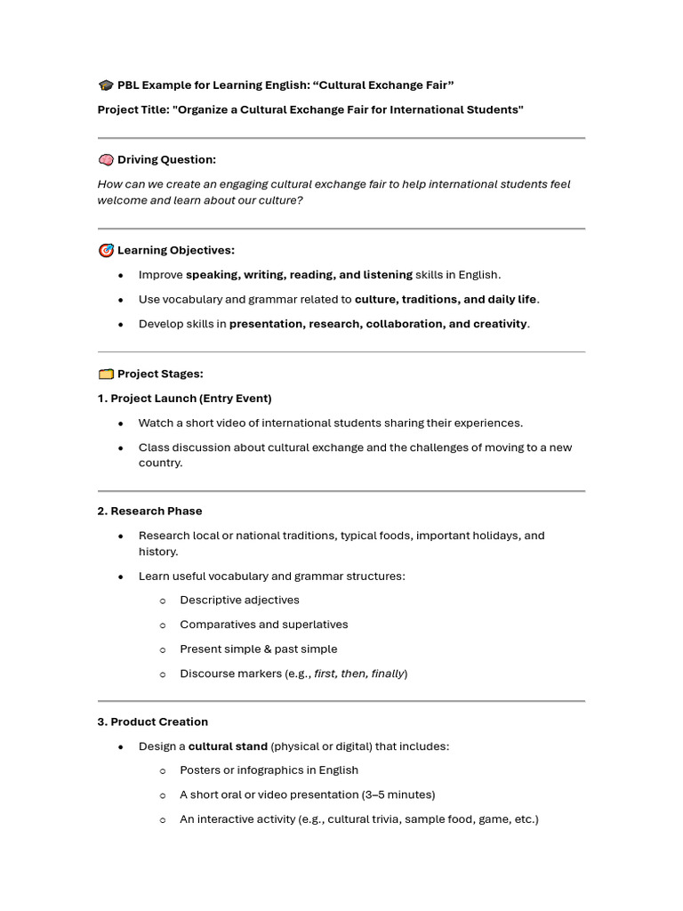 PBL For Learning English | PDF | English Language | Public Speaking