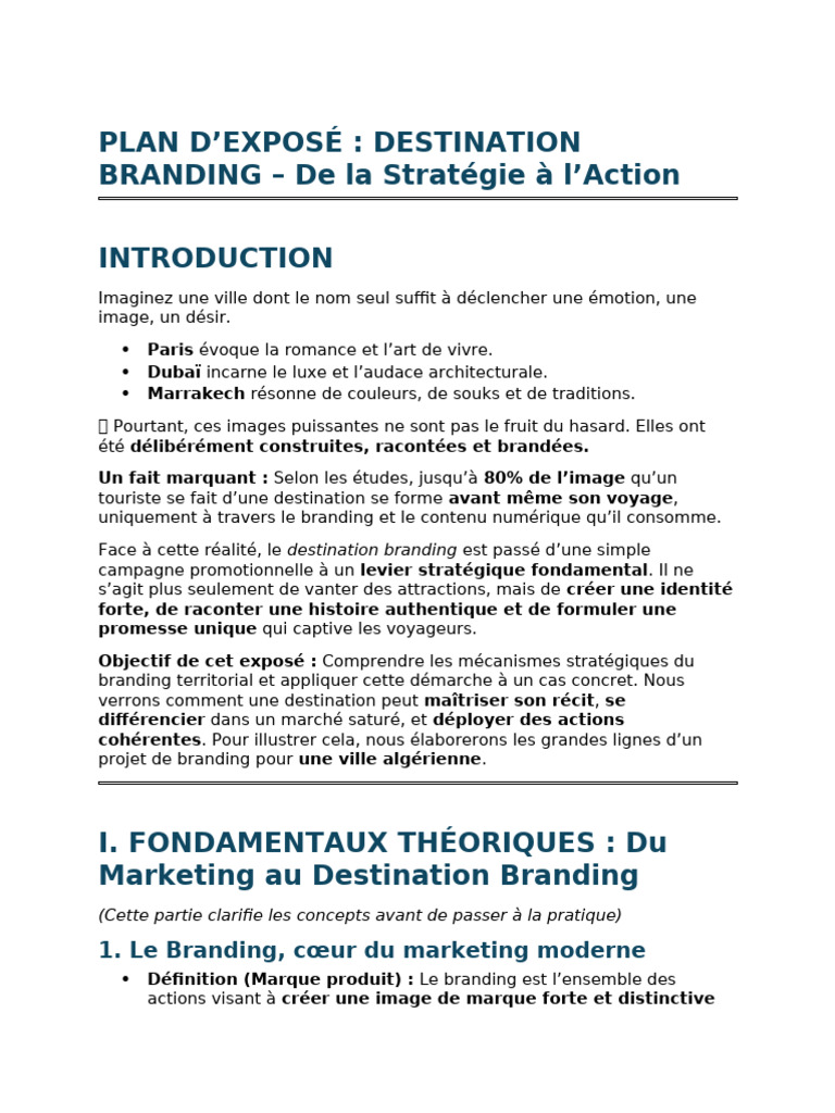 Plan Destination Branding | PDF | Commercialisation | Marque