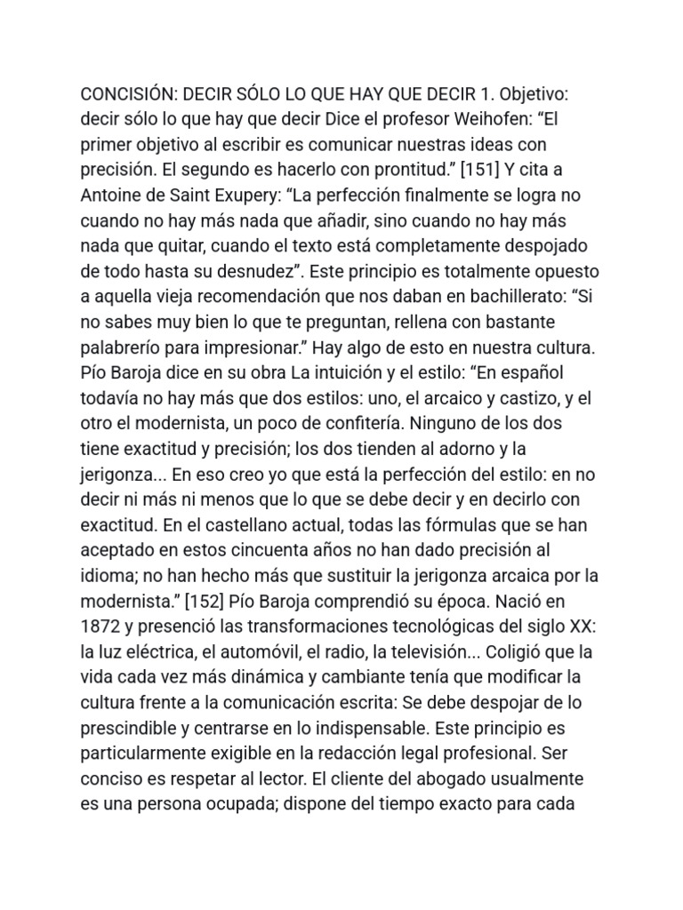 Concisión - Decir Sólo Lo Que Hay Que Decir | PDF