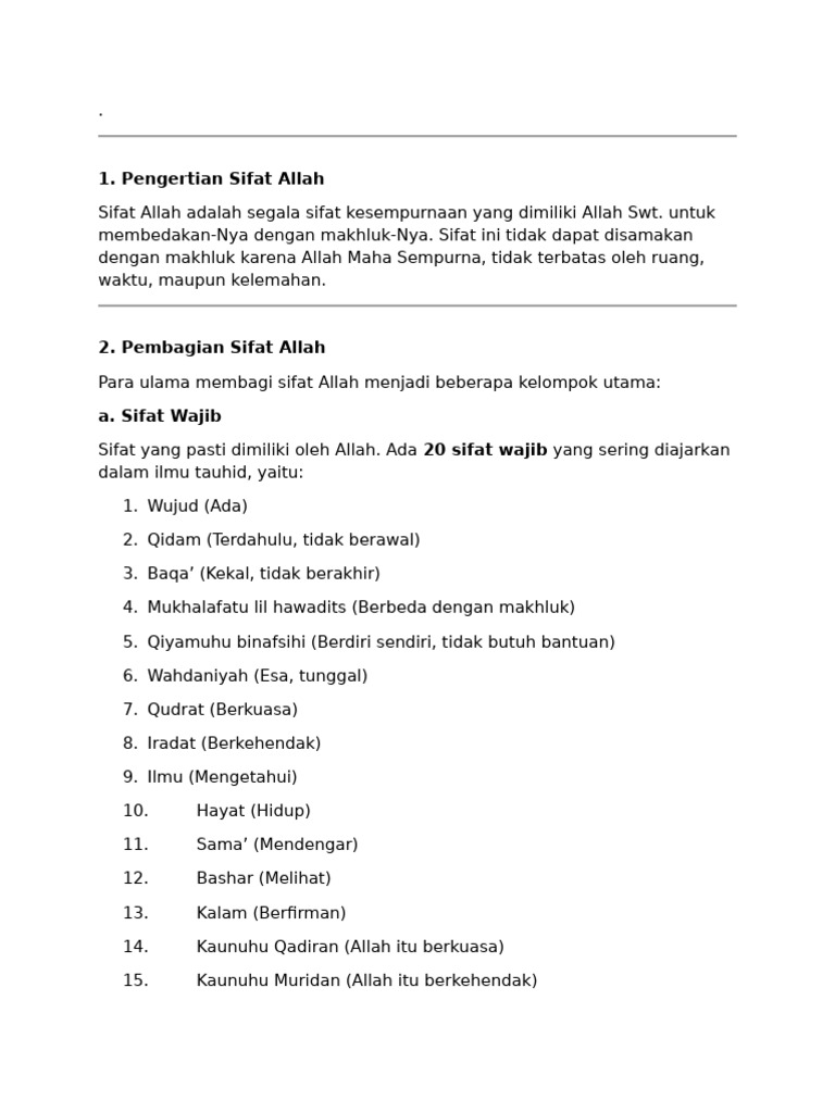 Sifat Sifat Allah | PDF