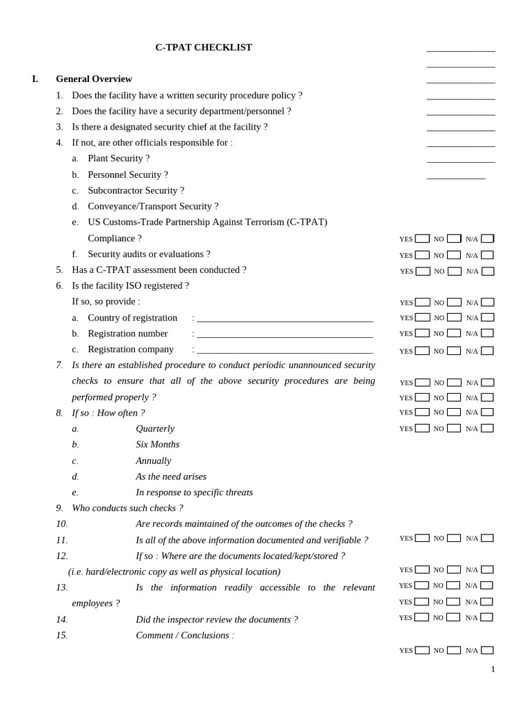 Guideline C-Tpat Assessment | PDF | Identity Document | Physical Security