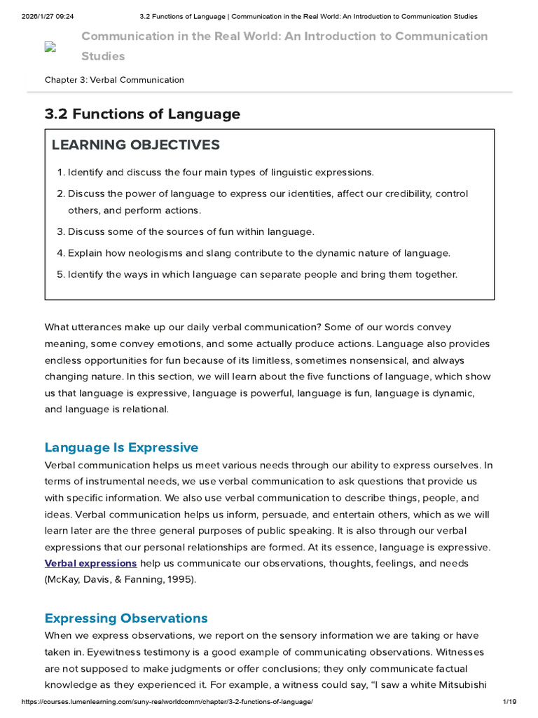 3.2 Functions of Language - Communication in The Real World - An ...