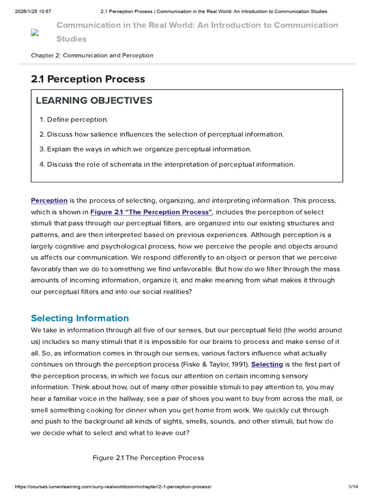 2.1 Perception Process - Communication in The Real World - An ...