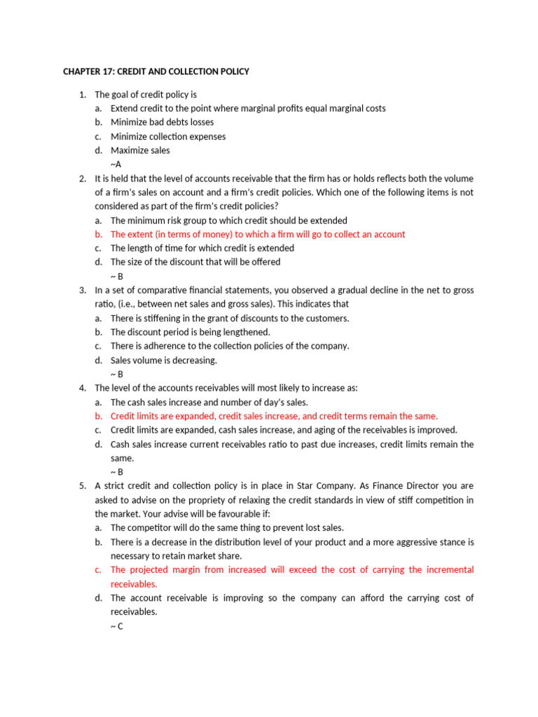 CHAPTER 17 - Receivable MGT | PDF | Credit | Finance & Money Management