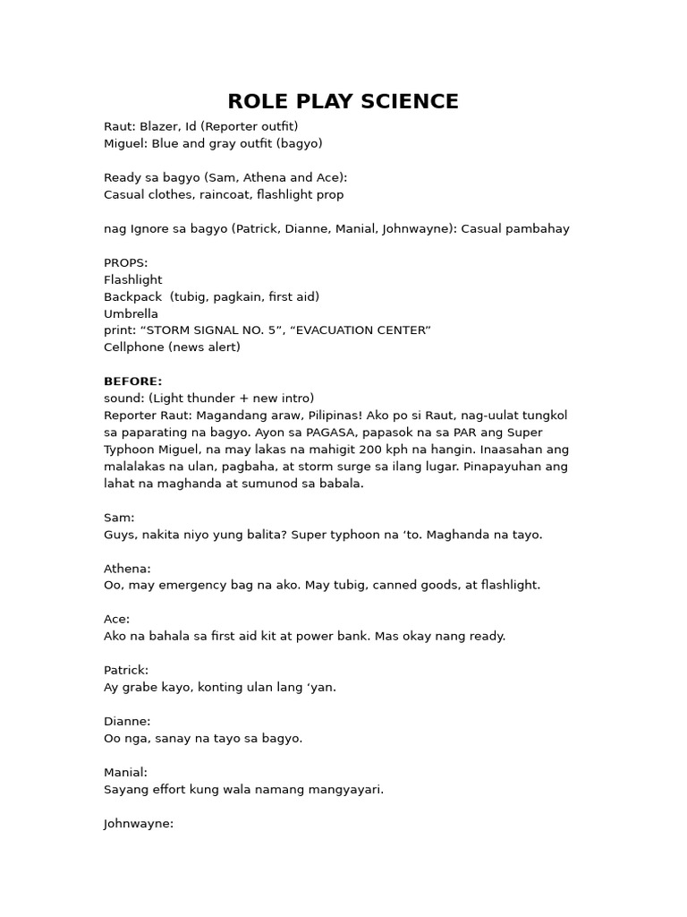 Role Play Science | PDF