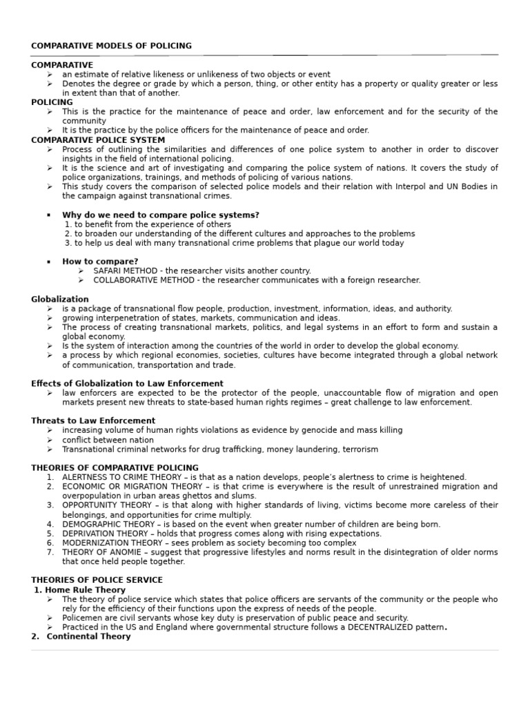 Comparative Models of Policing v2 | PDF | Police | United Nations ...