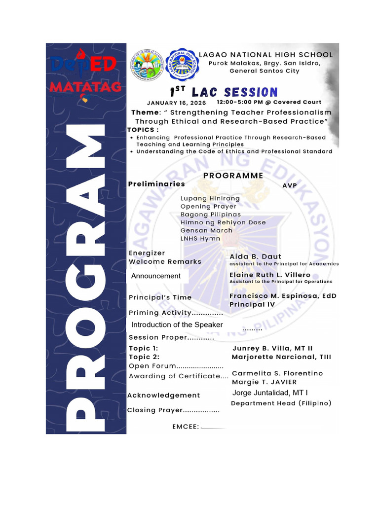 Program Flow - 1st LAC Session | PDF