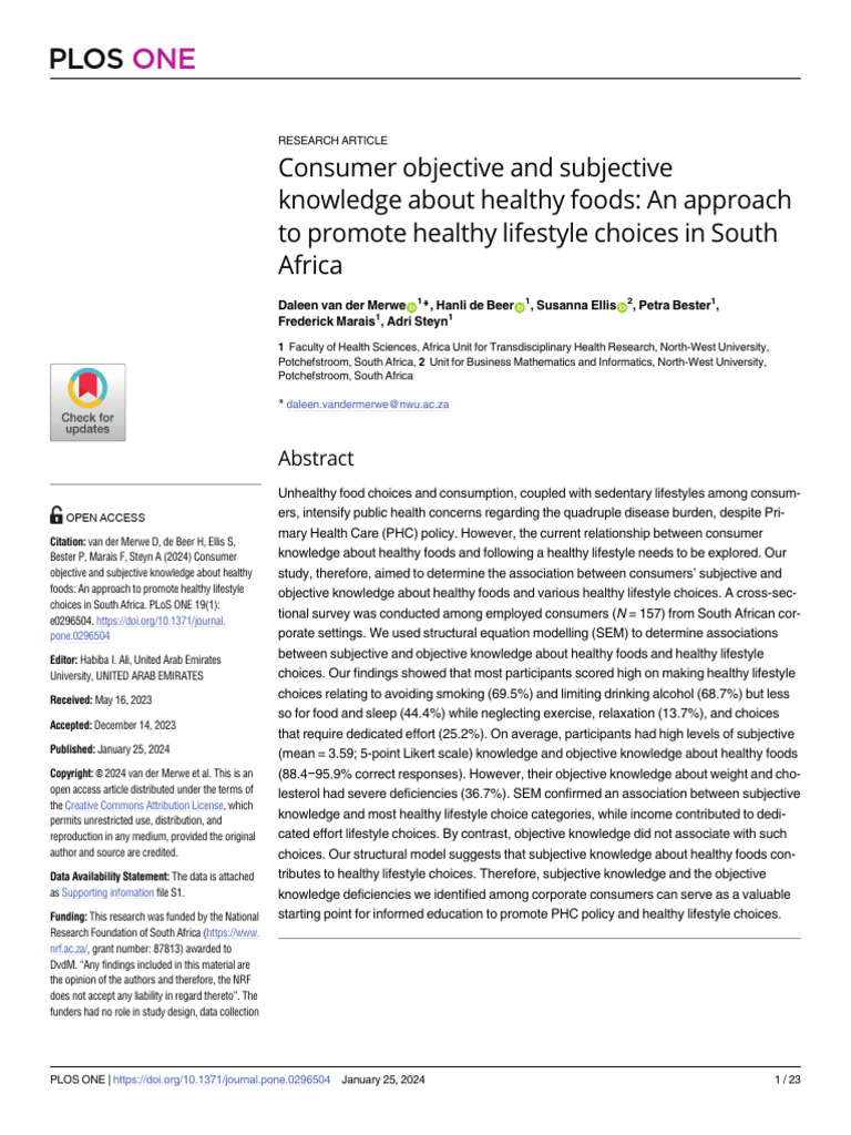 Consumer Objective and Subjective Knowledge About | PDF | Non ...