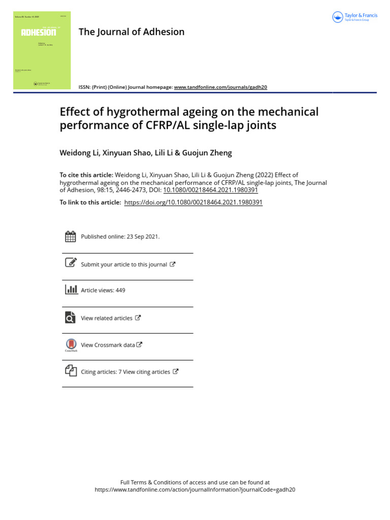 Effect of hygrothermal ageing on the mechanical performance of CFRP AL ...