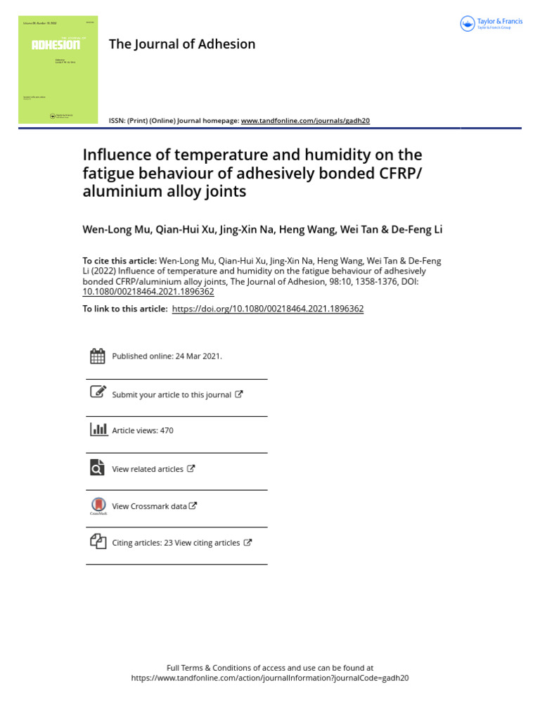 Influence of Temperature and Humidity On The Fatigue Behaviour of ...