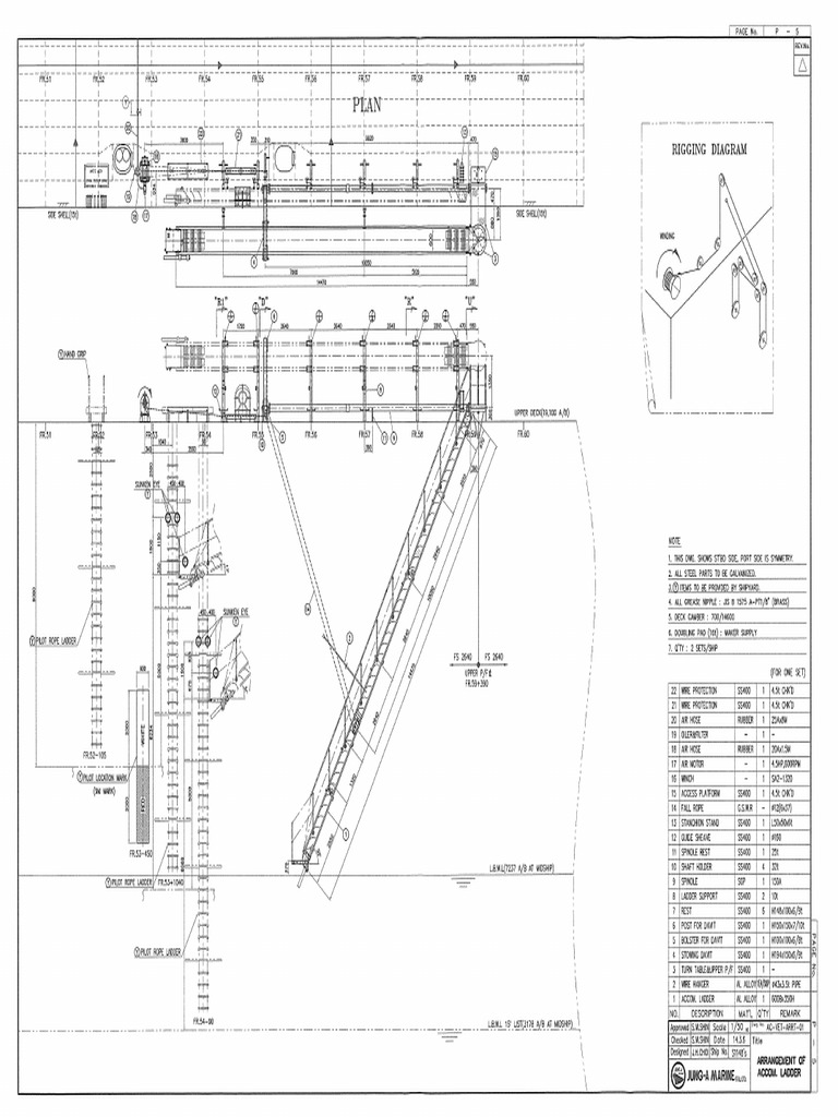 Accommodation Ladder & Winch Motor - Drawing of Rigging | PDF