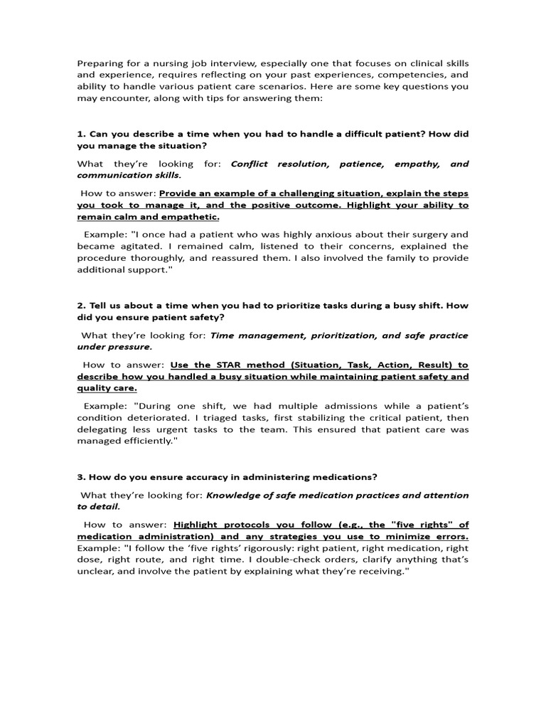 DAY 1 - Ms FLOS Preparing For A Nursing Job Interview | PDF | Nursing ...