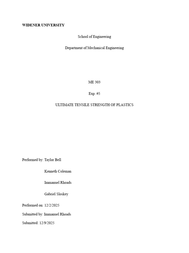 ME303 Final Lab Report | PDF | Student's T Test | Statistics