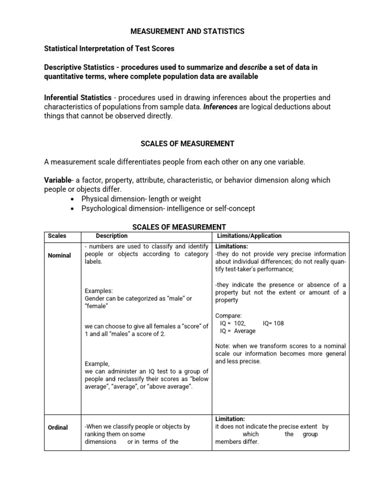 Week 4 - Measurement and Statistics | PDF | Standard Score | Regression ...
