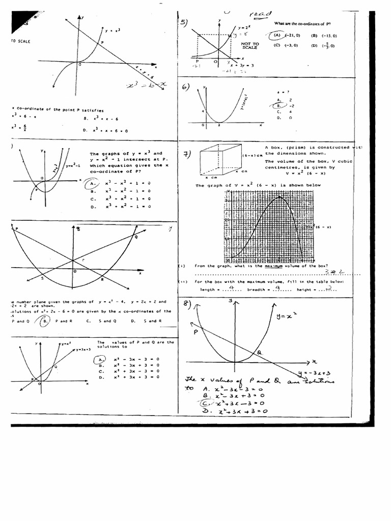 10.8.13b - Intersection of Graphs Answers | PDF