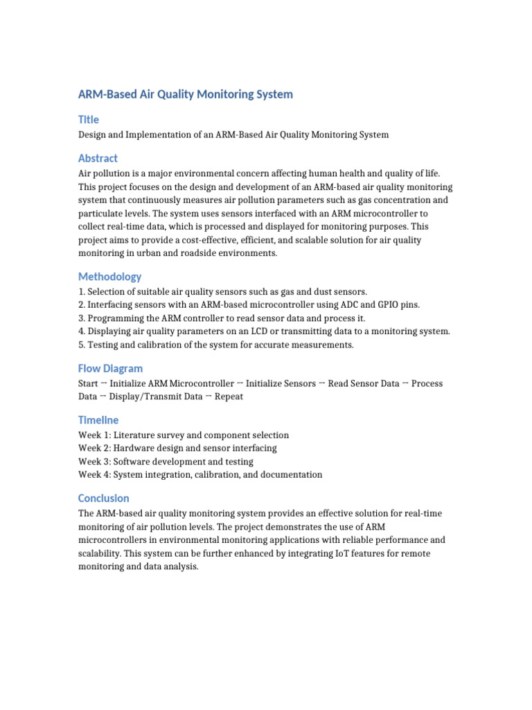 ARM Based Air Quality Monitoring System Report | PDF