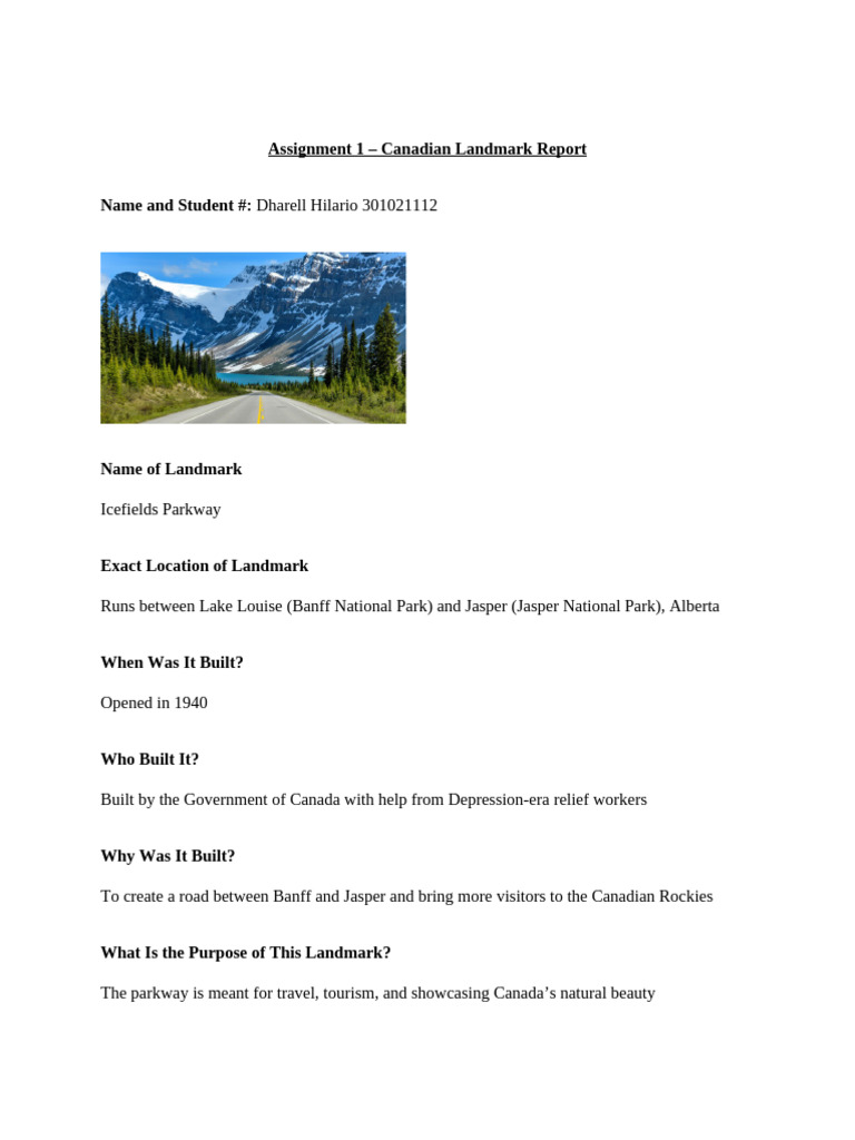 Assignment 1 - Canadian Landmark Report | PDF