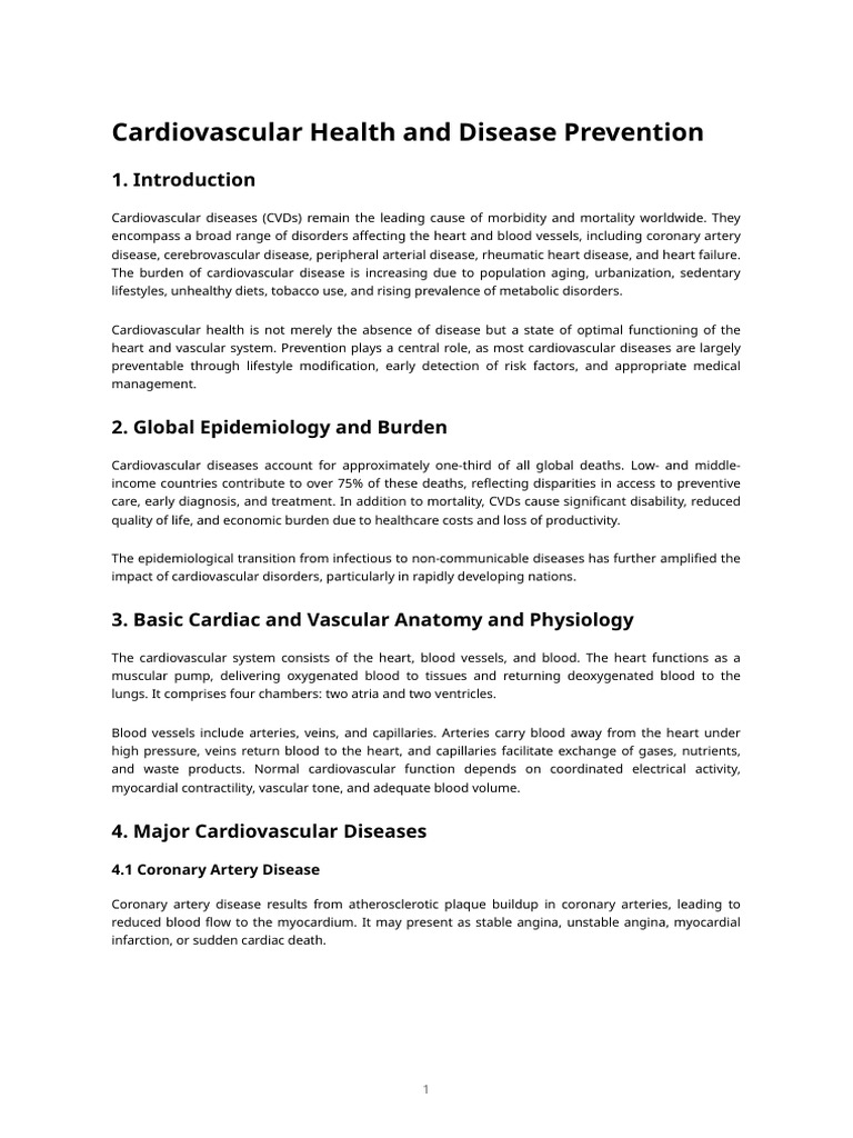 Cardiovascular Health and Disease Prevention | PDF | Cardiovascular ...