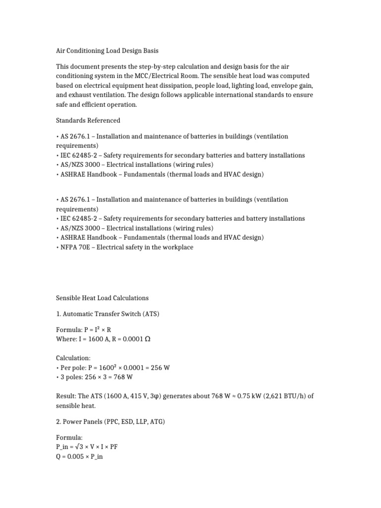 Sensible Heat Load Design v2 | PDF | Ventilation (Architecture ...