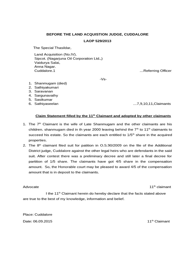 LAOP.529 Claim Statement | PDF