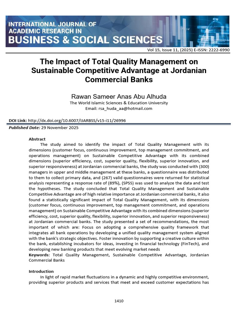 The Impact of Total Quality Management On Sustaina | PDF | P Value ...