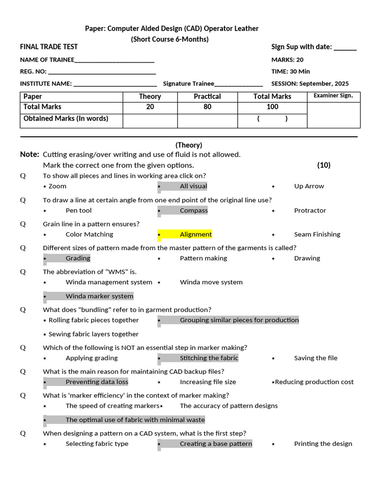 CAD Computer Aided Design Operator Leather - Key | PDF