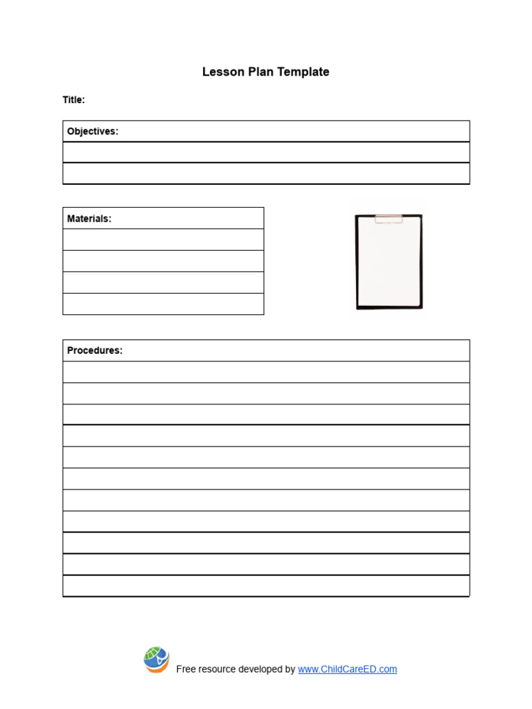 R Lesson Plan Template For Early Childhood Activities | PDF