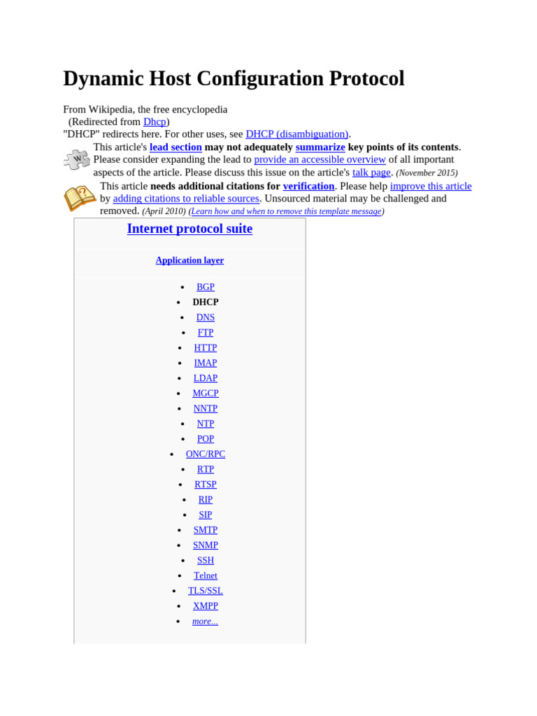 Dynamic Host Configuration Protocol | PDF | Ip Address | Telecommunications