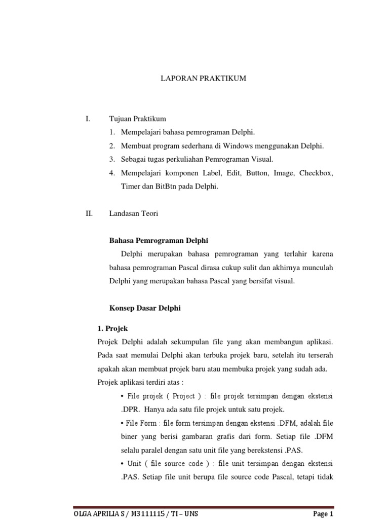 Praktikum Pemrograman dengan Delphi 7 | PDF | Komputer