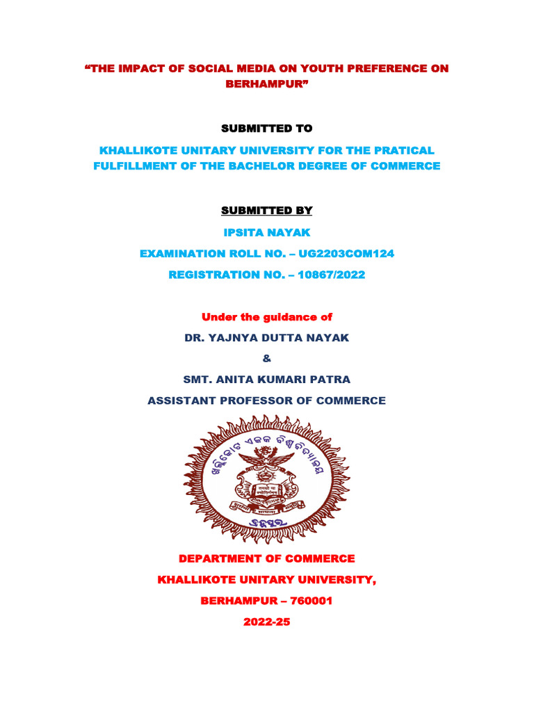 The Impact of Social Media On Youth Preferencs On Berhampur | PDF ...