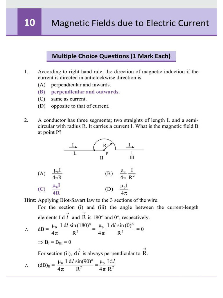 Magnetic Fields Due To Electric Current | PDF