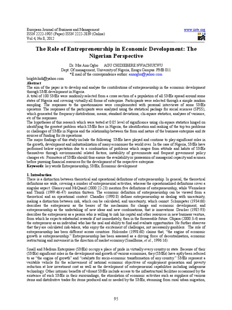 The Role of Entrepreneurship in Economic Development | PDF | Small And ...