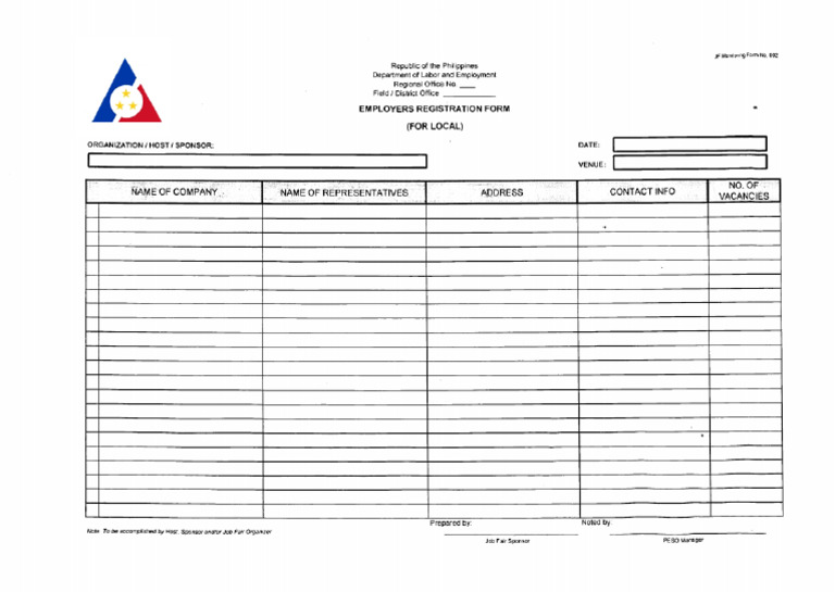 JF Monitoring Form 002 - Employers Registration Form | PDF