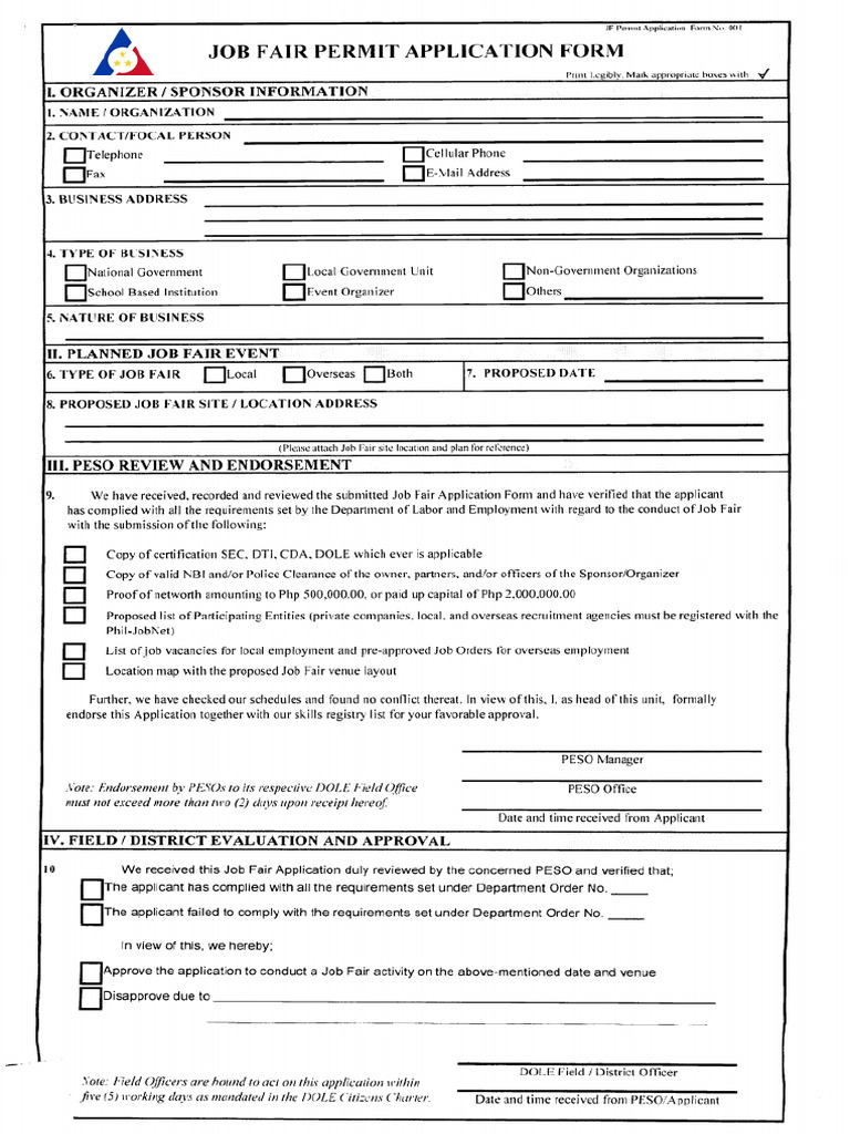 JF Form 001 - JF Permit Application Form | PDF
