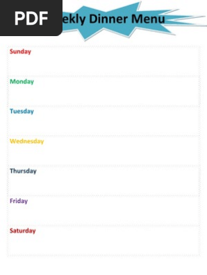 Weekly Dinner Menu