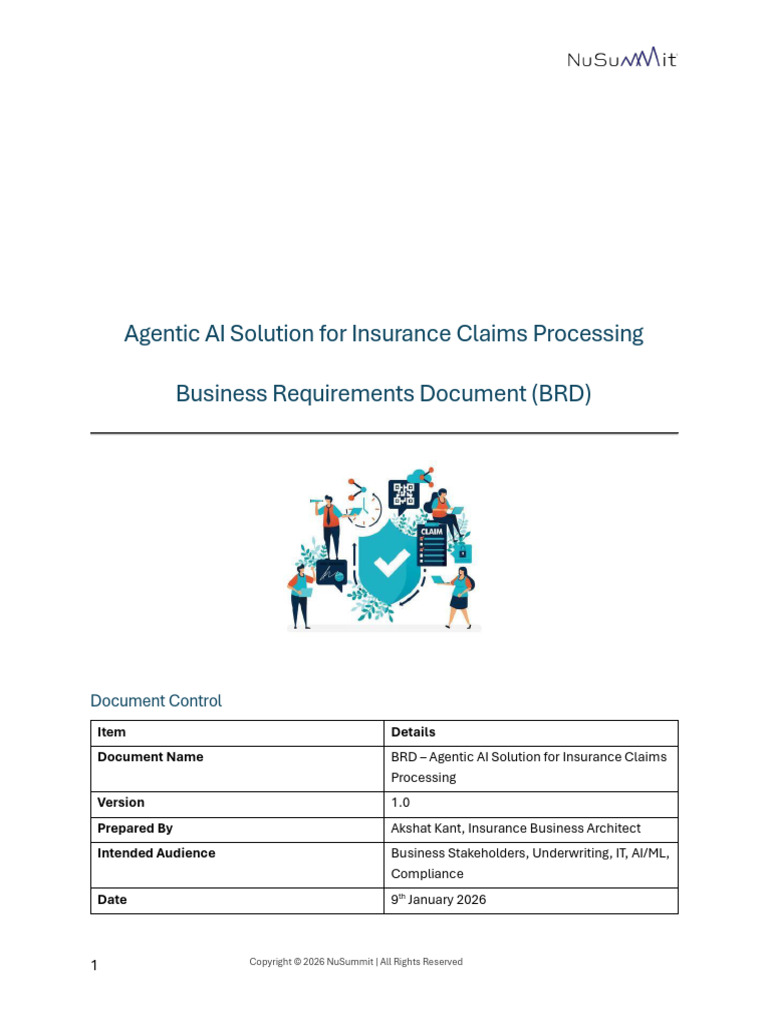 BRD For Agentic AI Solution For Insurance Claims (Health) Processing ...