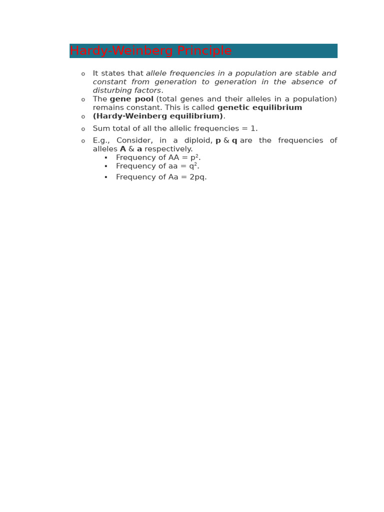 Hardy Weinberg | PDF