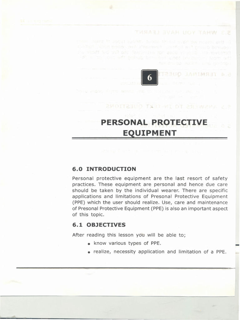 Lesson 6 Personal Protective Equipment | PDF | Personal Protective ...