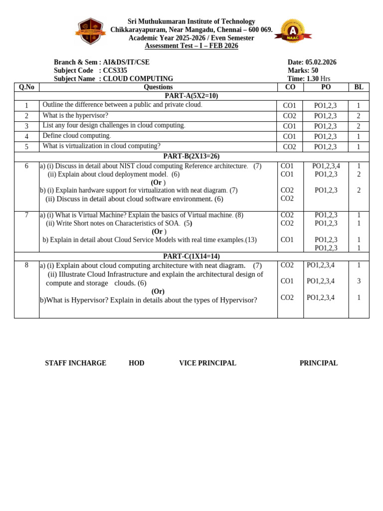 Ccs335 CC At1 Feb2026 Final | PDF | Cloud Computing | Virtualization