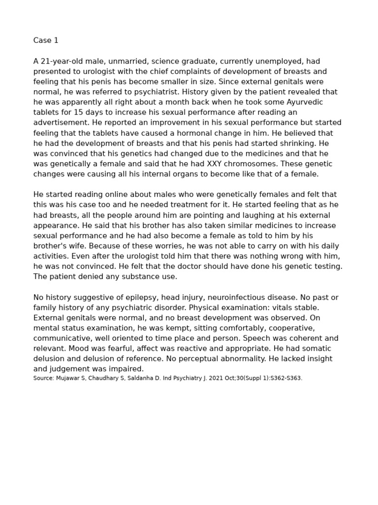 Case Studies Psychosis - Not Labeled | PDF | Attention Deficit ...
