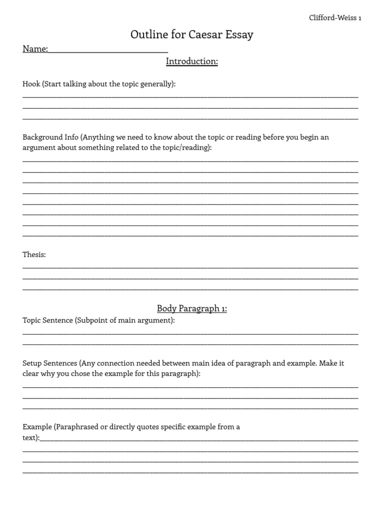 Outline For Caesar Essay | PDF | Paragraph | Essays