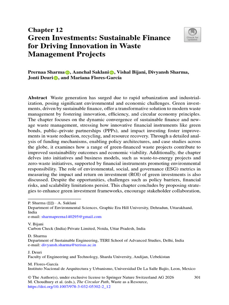 Green Investments: Sustainable Finance For Driving Innovation in Waste ...
