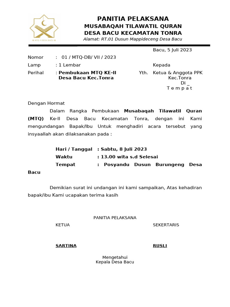 Surat MTQ | PDF
