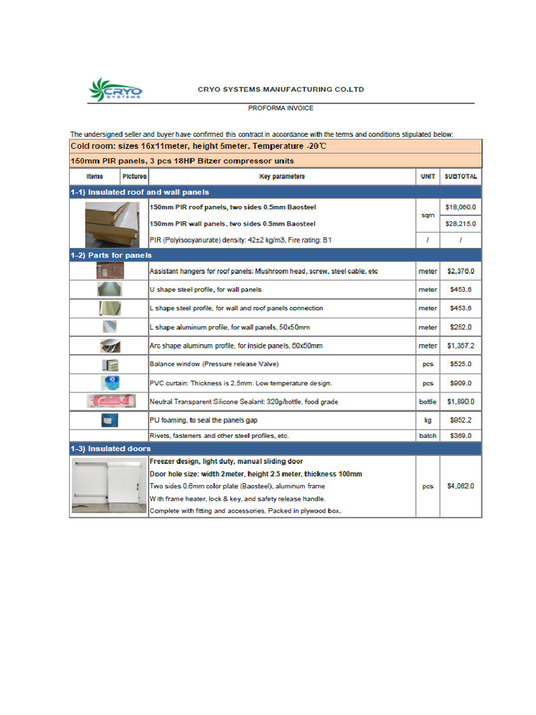 Froforma Invoice Cold Storage | PDF