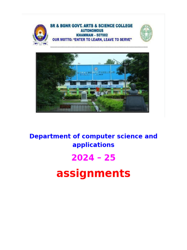 Cs Dept. Assignments 2024-25 | PDF | Databases | Object Oriented ...