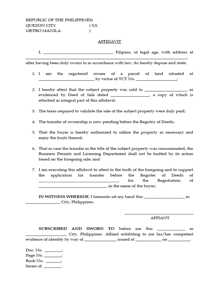 Affidavit TCT | PDF