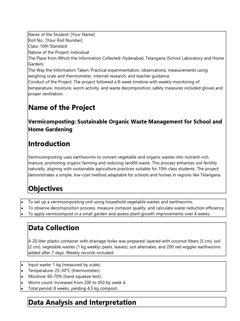 Project Work FA4 10thclass | PDF | Compost | Soil