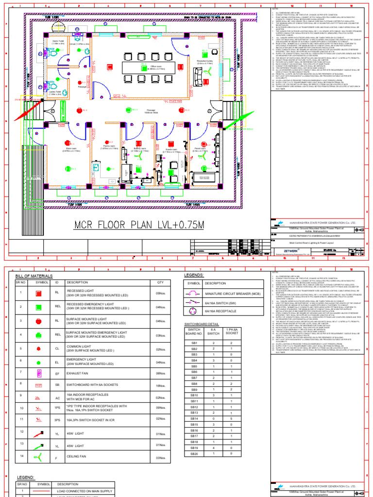 MCR Lighting and Power Layout - Ashte 10MW | PDF | Electrical Wiring ...